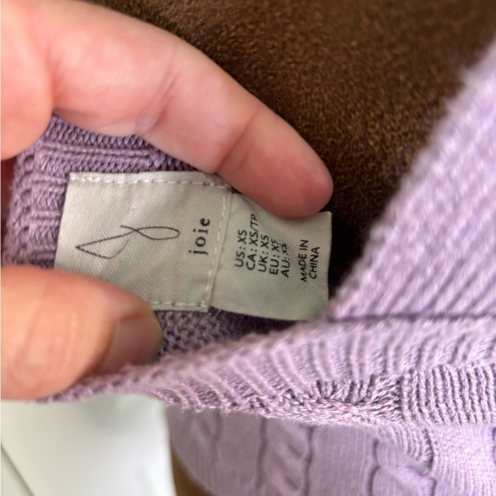 Joie Lilac Cable Knit Sweater Tank, Size XS - Picture 5 of 6